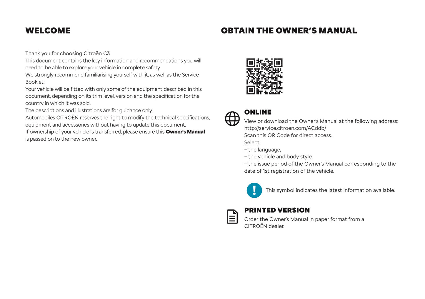 2025 Citroën C3 Owner's Manual | English