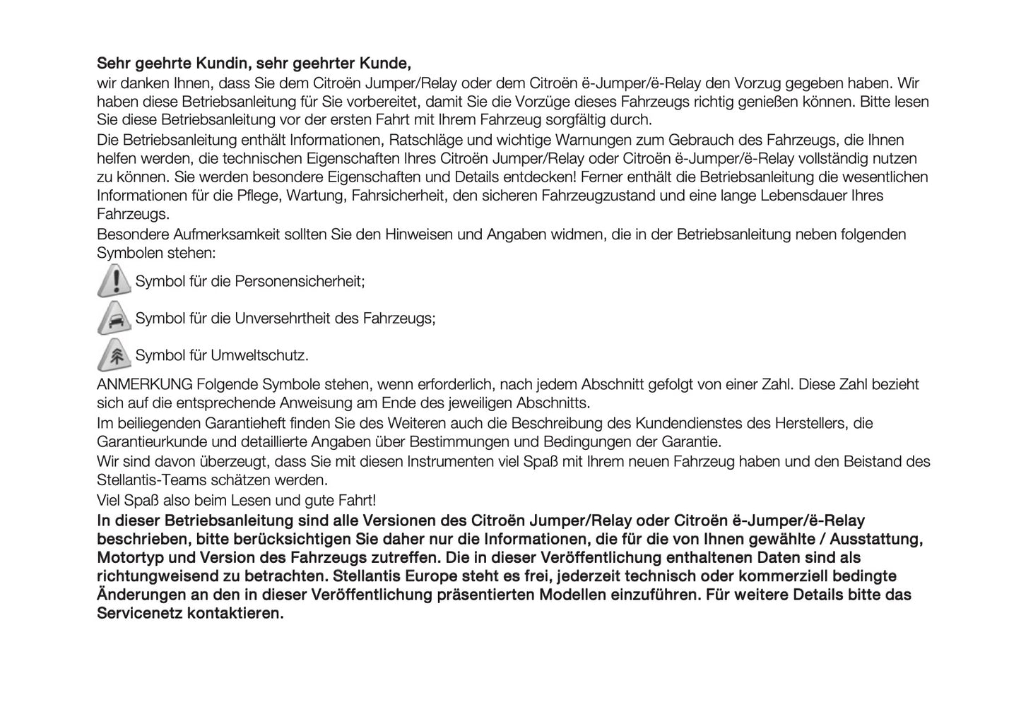 2024-2025 Citroën Jumper/Relay Owner's Manual | German