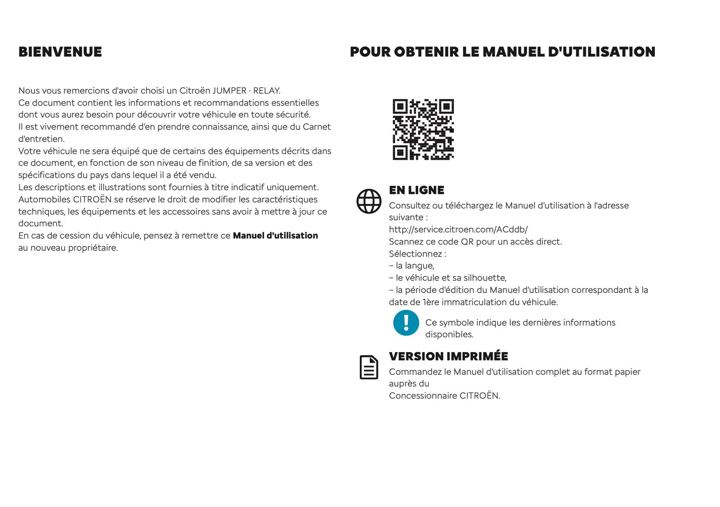 2025 Citroën Jumper/Relay Manuel du propriétaire | Français