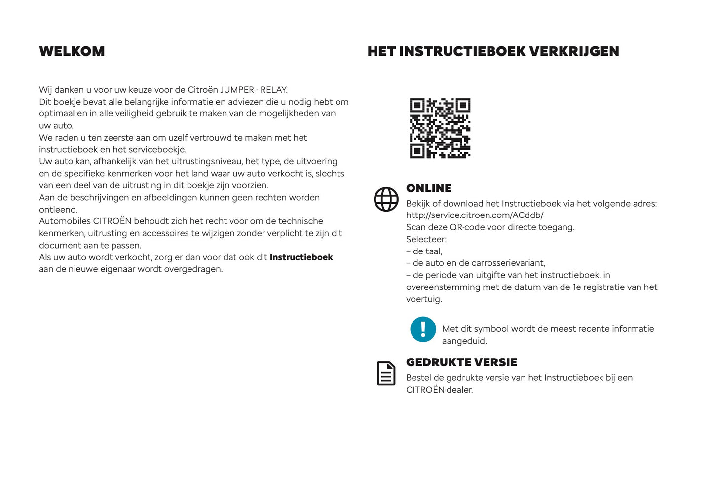 2025-2026 Citroën Jumper/Relay Gebruikershandleiding | Nederlands