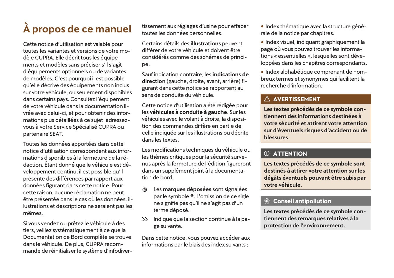 2022 Cupra Ateca Owner's Manual | French