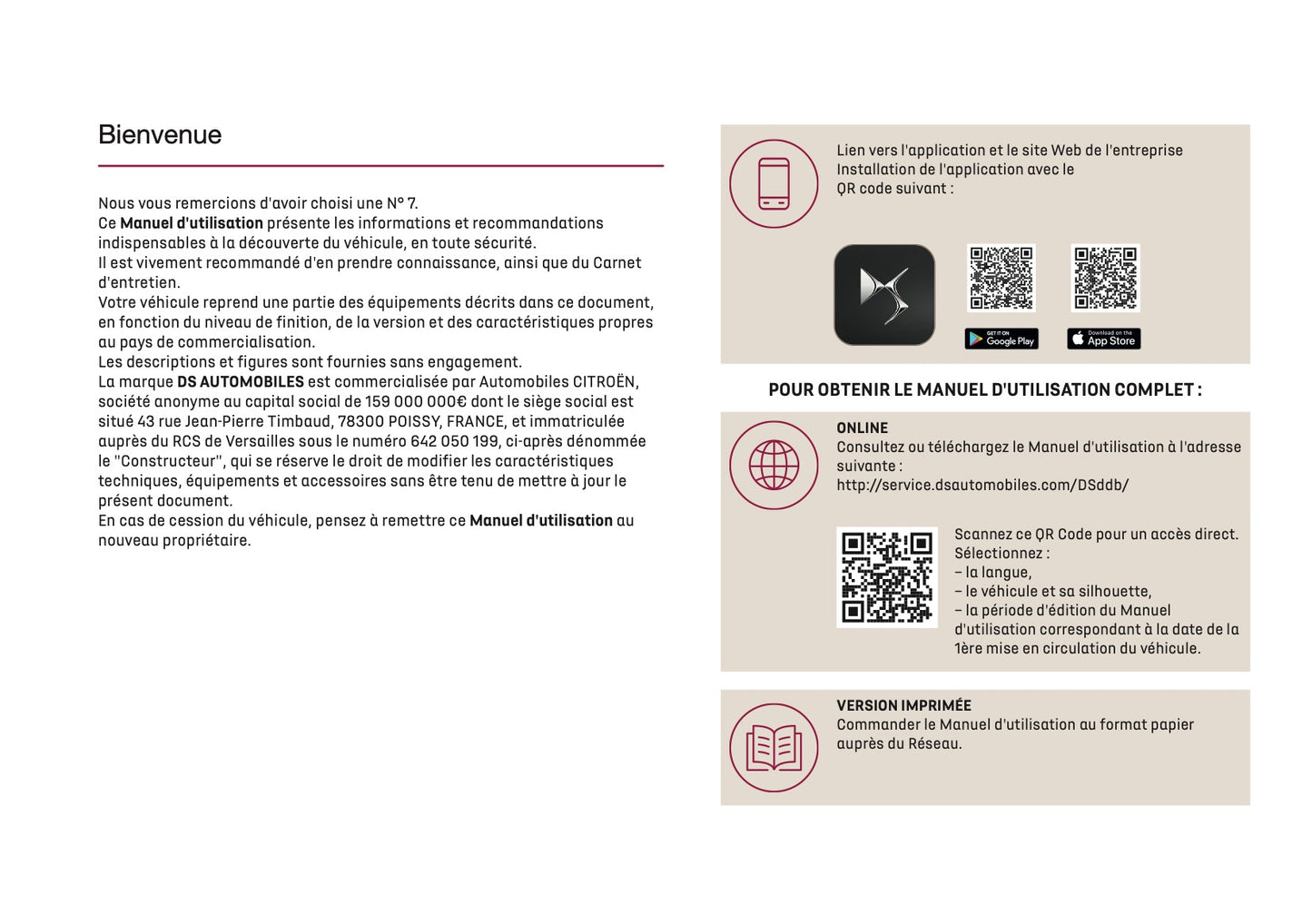 2026 DS Automobiles N7 Owner's Manual | French