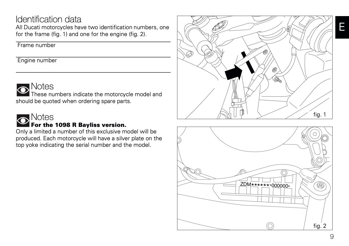 2009 Ducati 1098 R/1098 R Bayliss Owner's Manual | English