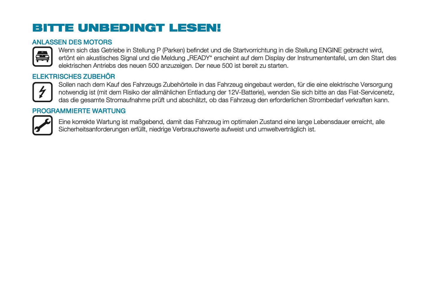 2025 Fiat 500e Bedienungsanleitung | Deutsch