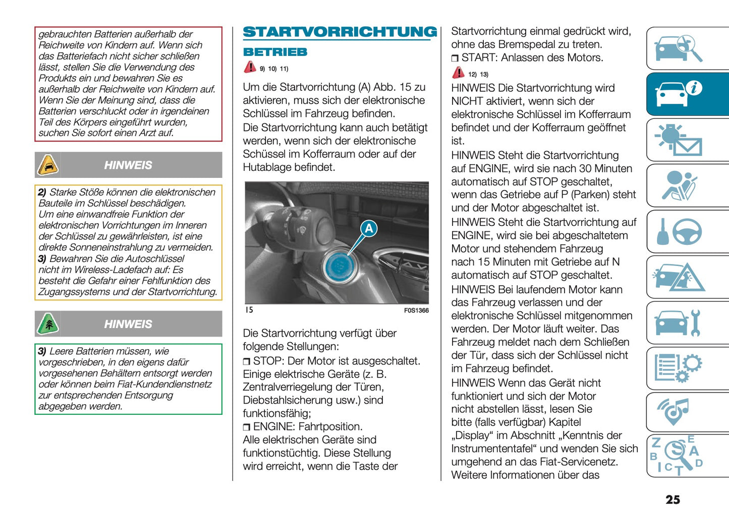2025 Fiat 500e Bedienungsanleitung | Deutsch