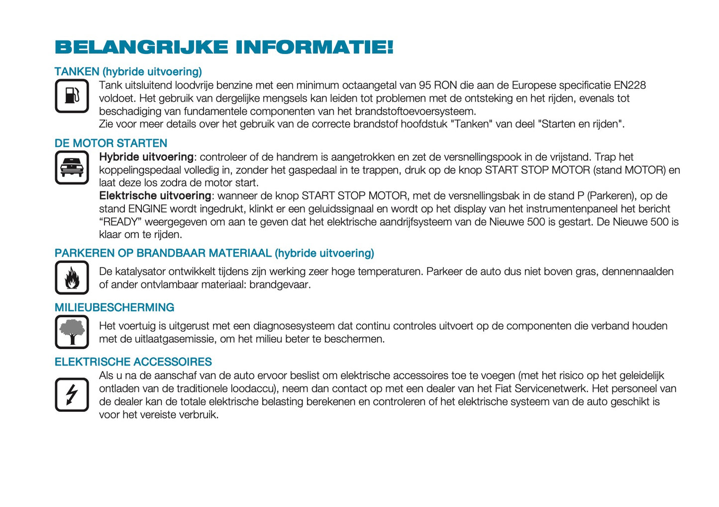 2026 Fiat 500 Gebruikershandleiding | Nederlands