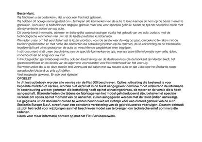 2024-2025 Fiat 600 Gebruikershandleiding | Nederlands