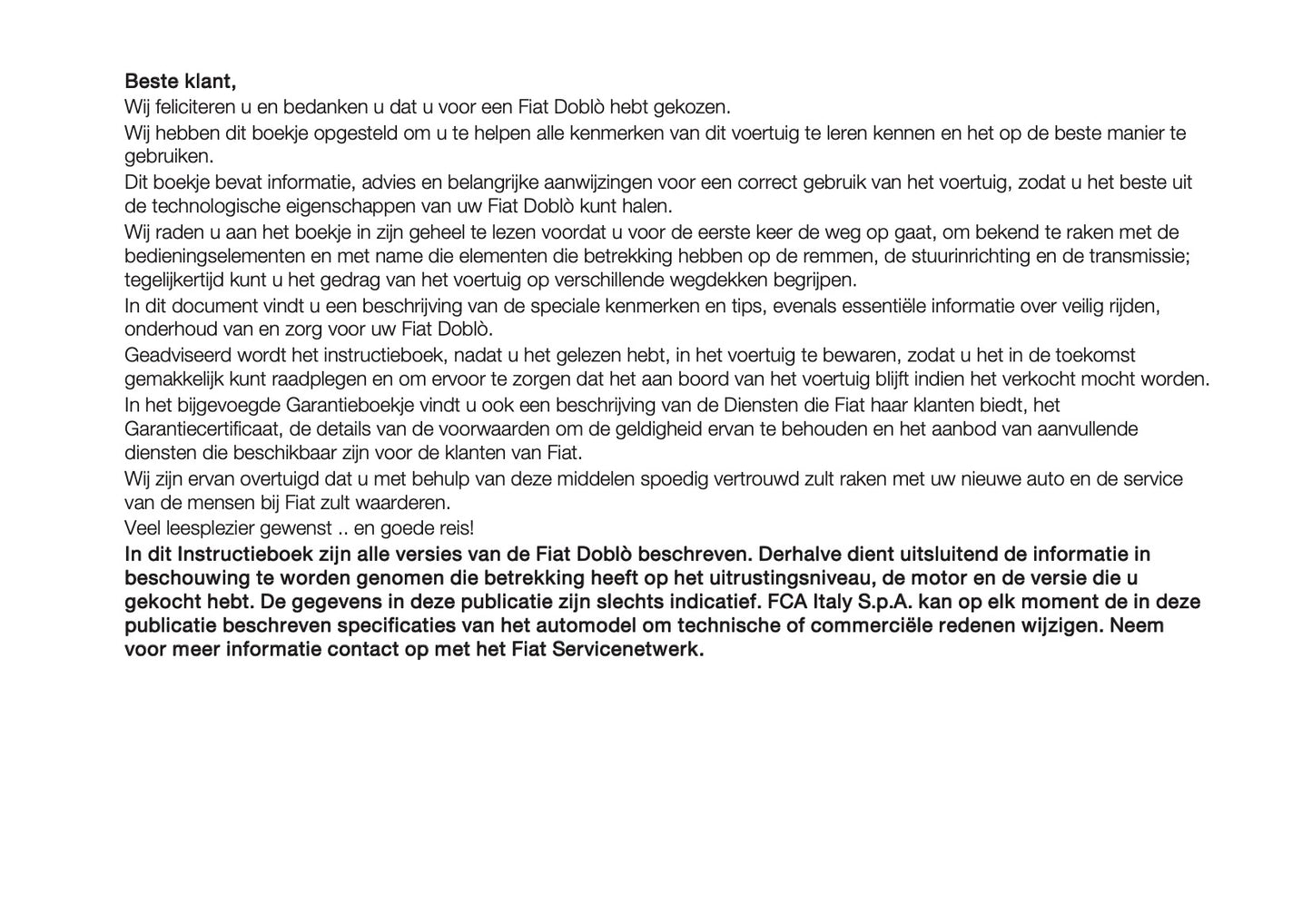 2018 Fiat Doblò Gebruikershandleiding | Nederlands