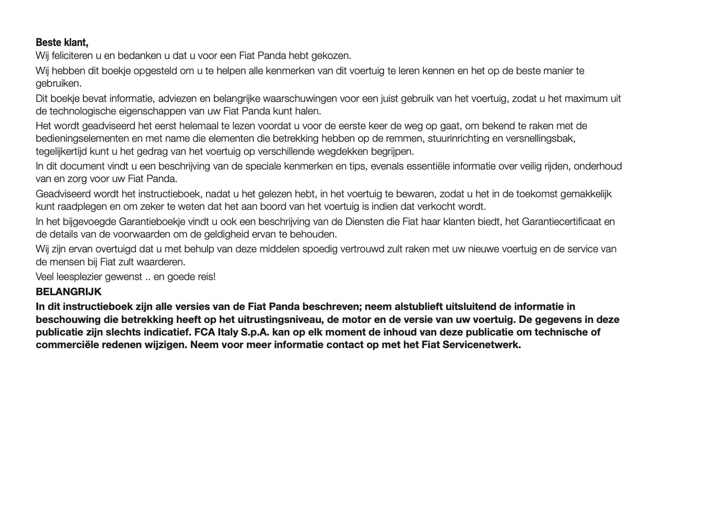 2018-2019 Fiat Panda Gebruikershandleiding | Nederlands