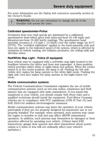 2009-2011 Ford Crown Victoria Police Fleet Supplement Manual | English US