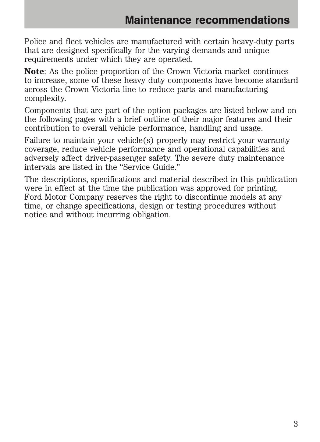 2009-2011 Ford Crown Victoria Police Fleet Supplement Manual | English US