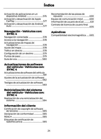 2023-2024 Ford Focus Bedienungsanleitung | Spanisch