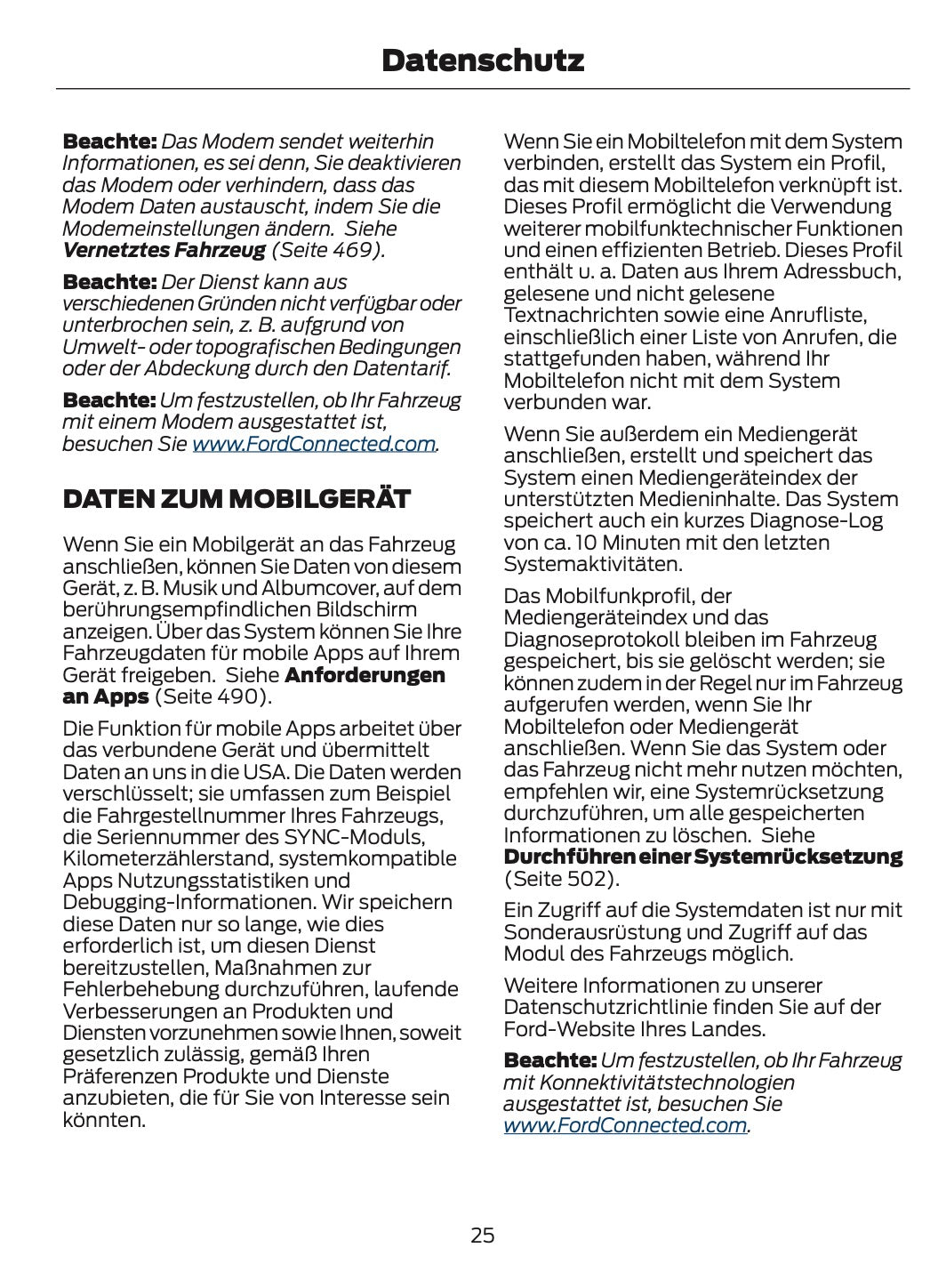 2024-2025 Ford Kuga Bedienungsanleitung | Deutsch