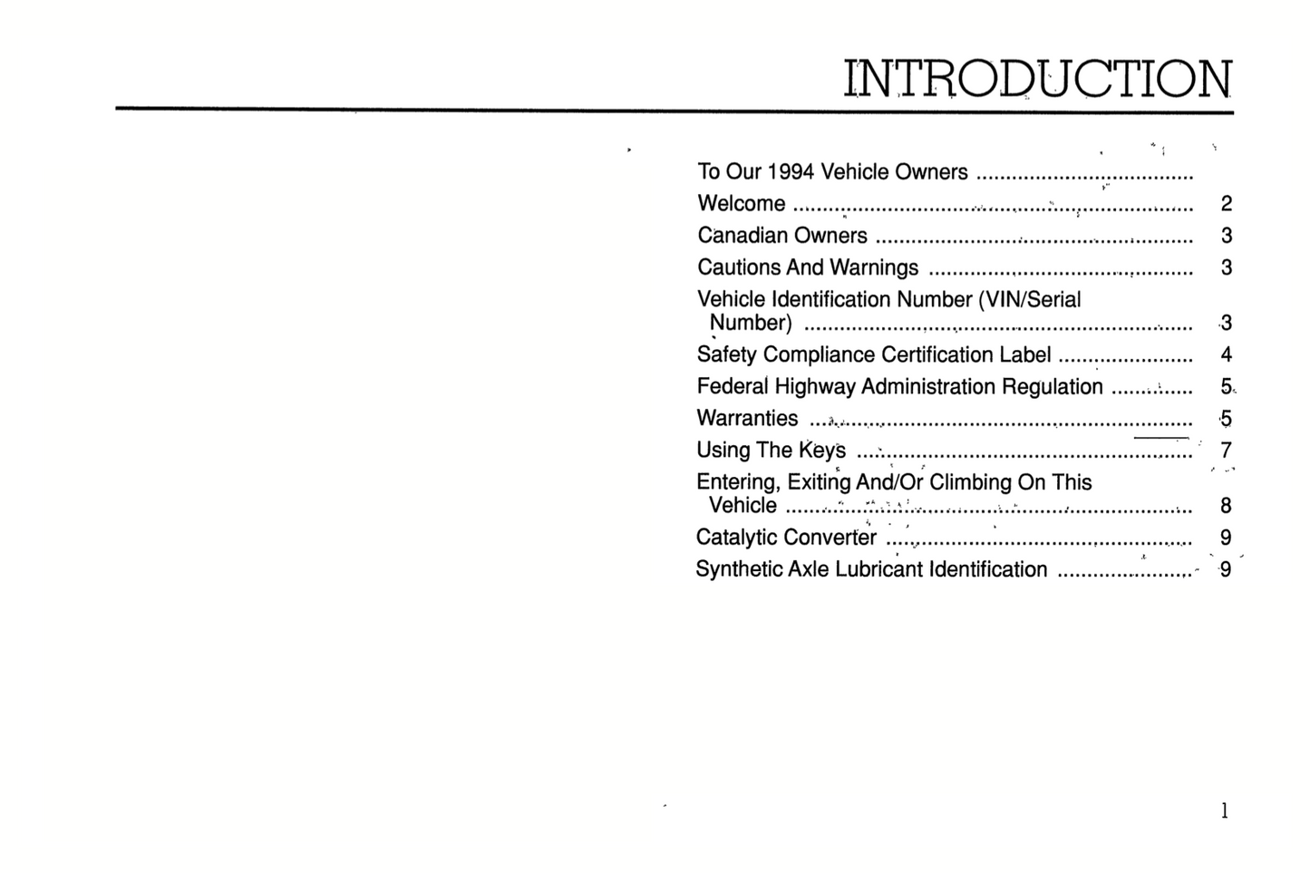 1994 Ford L-Series Owner's Manual | English