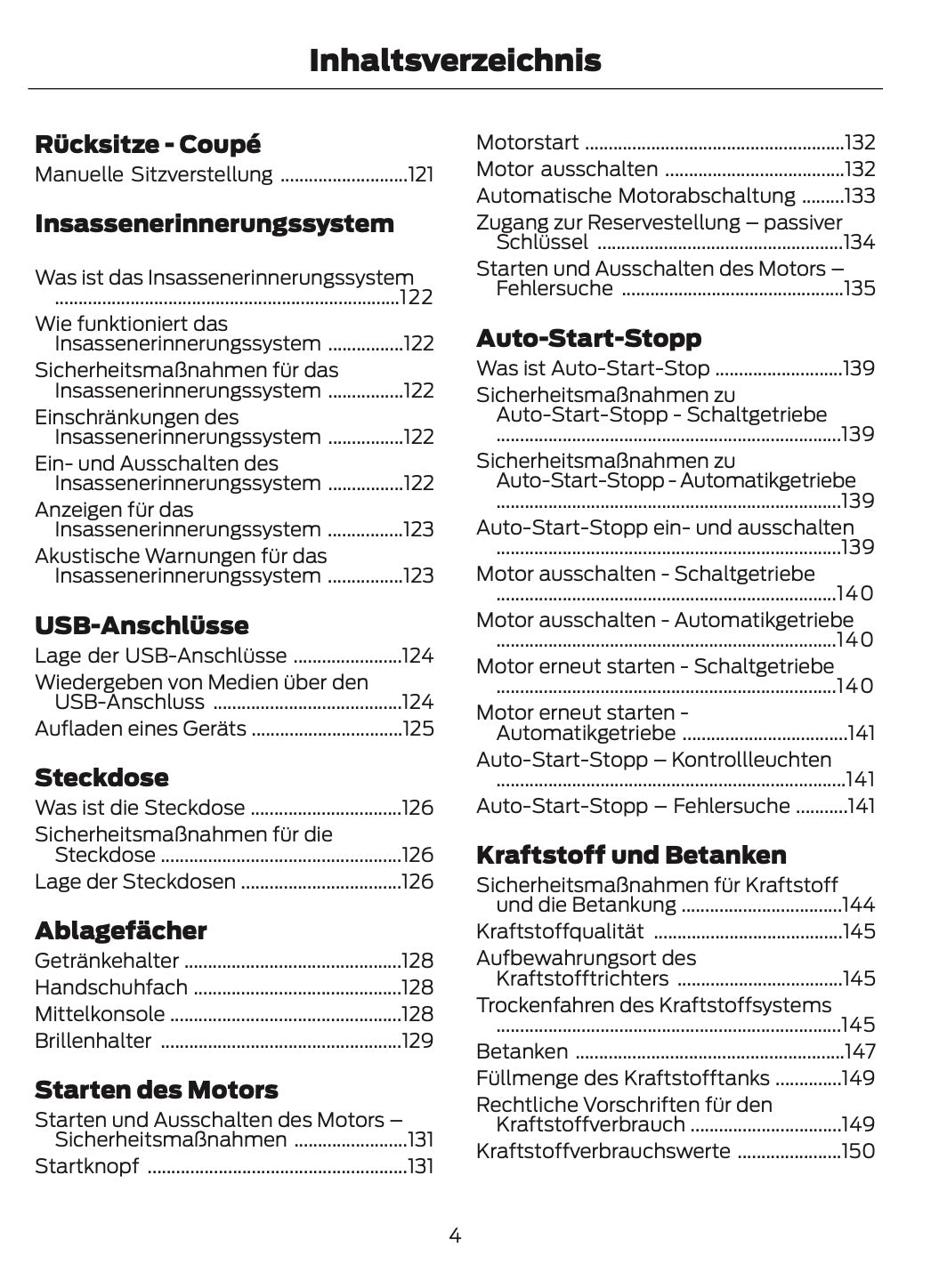 2025-2026 Ford Mustang Owner's Manual | German
