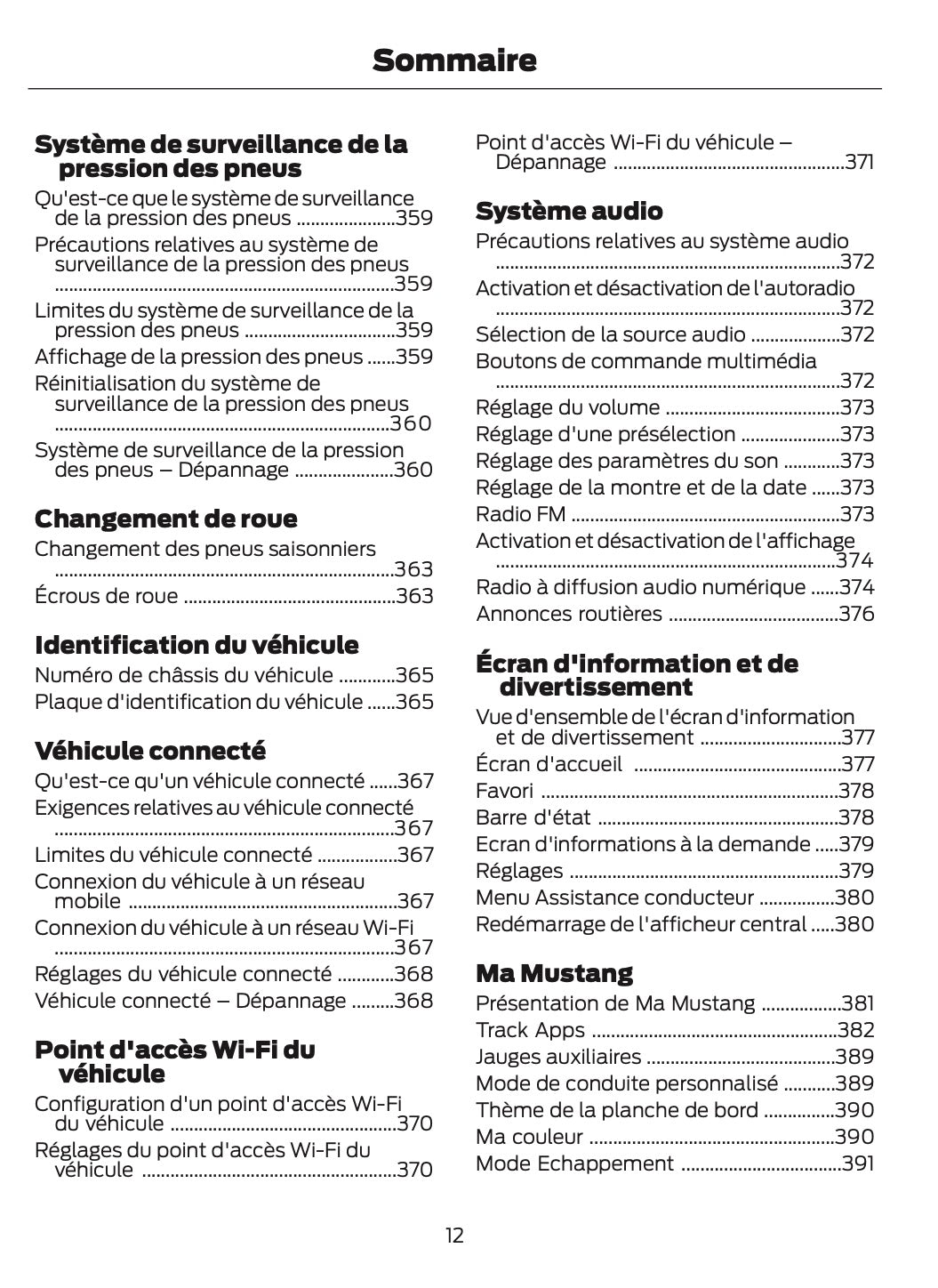 2024-2025 Ford Mustang Owner's Manual | French