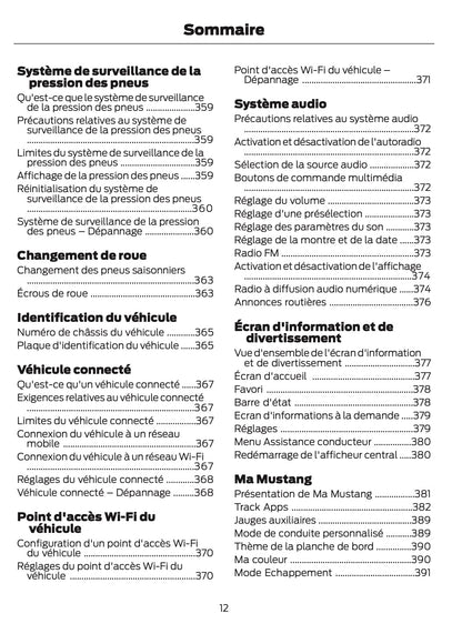 2024-2025 Ford Mustang Owner's Manual | French