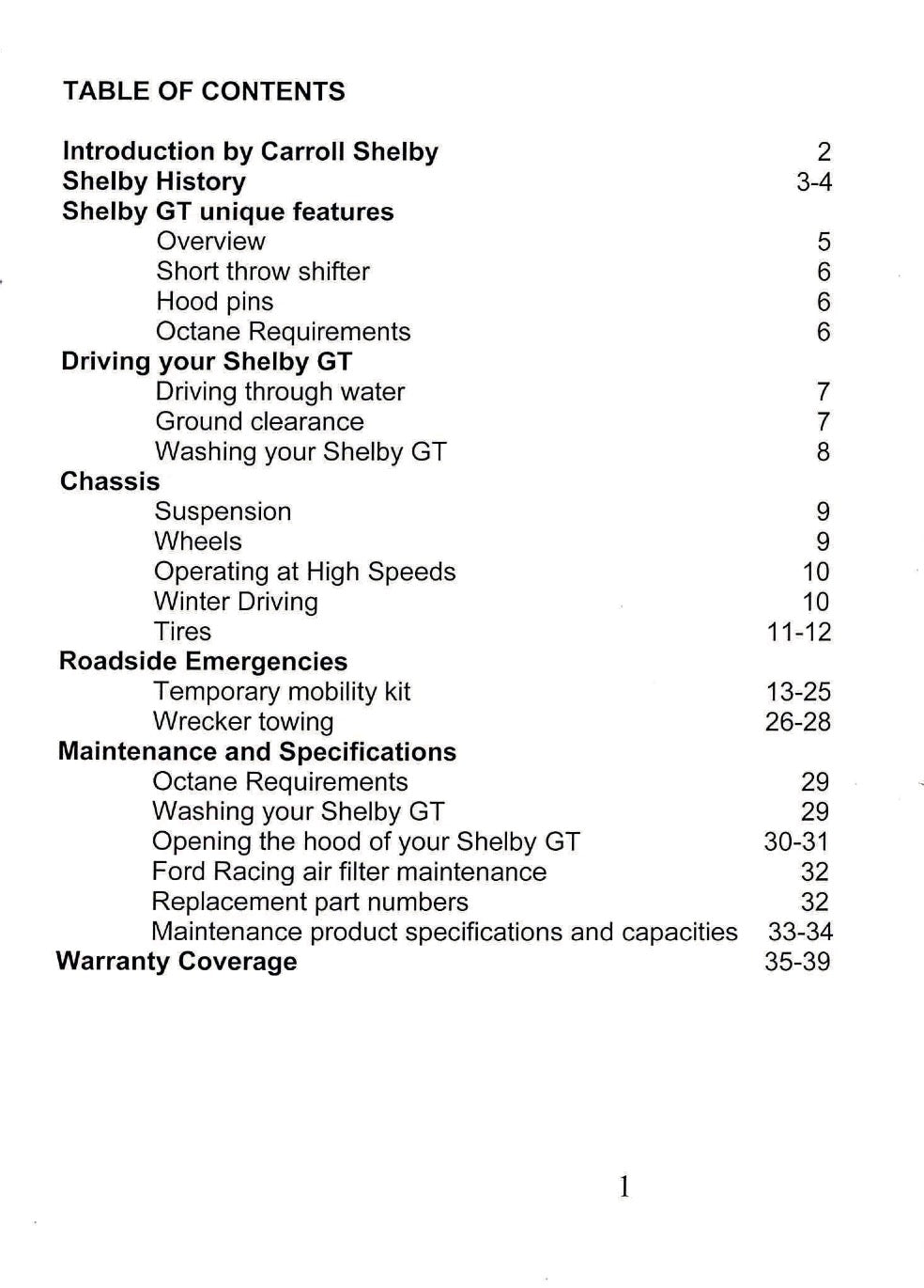 2006 Ford Shelby GT Owner's Manual Supplement | English