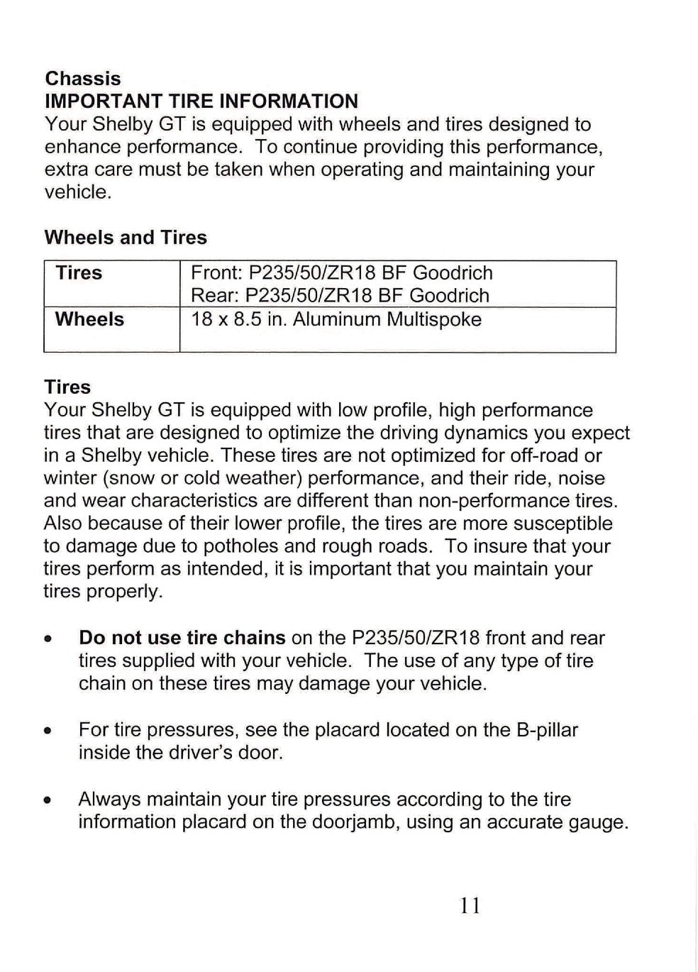 2006 Ford Shelby GT Owner's Manual Supplement | English
