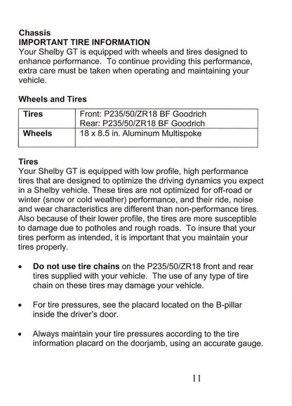 2006 Ford Shelby GT Owner's Manual Supplement | English