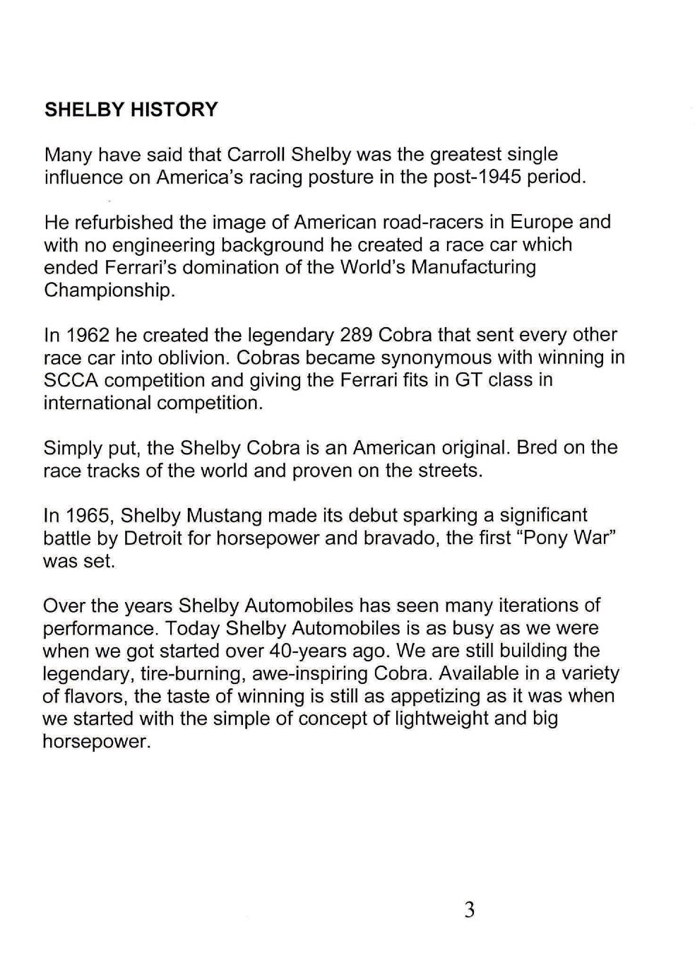 2006 Ford Shelby GT Owner's Manual Supplement | English