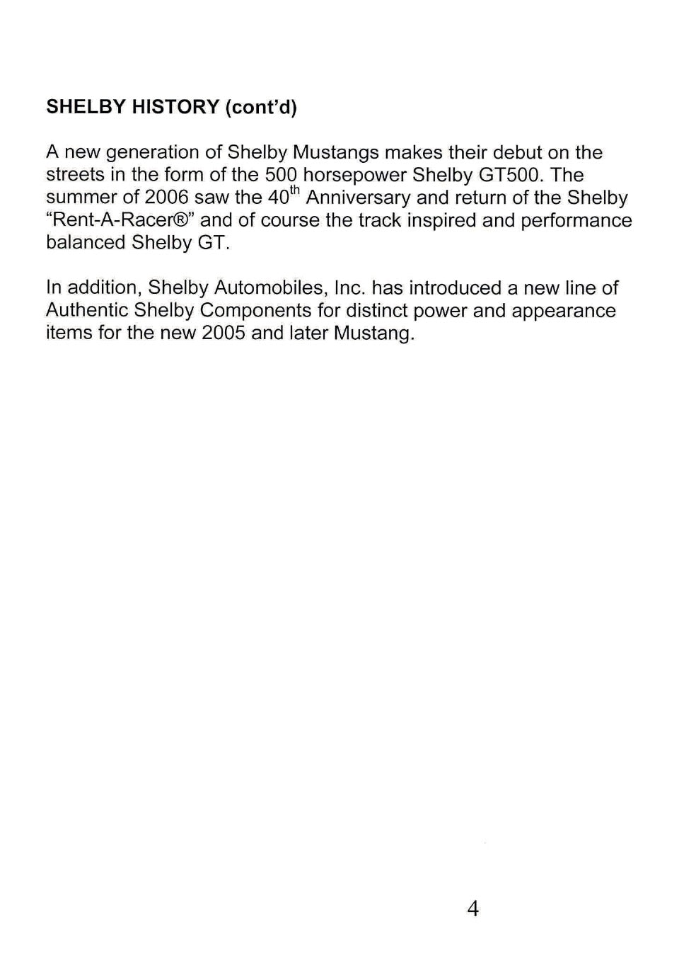 2006 Ford Shelby GT Owner's Manual Supplement | English