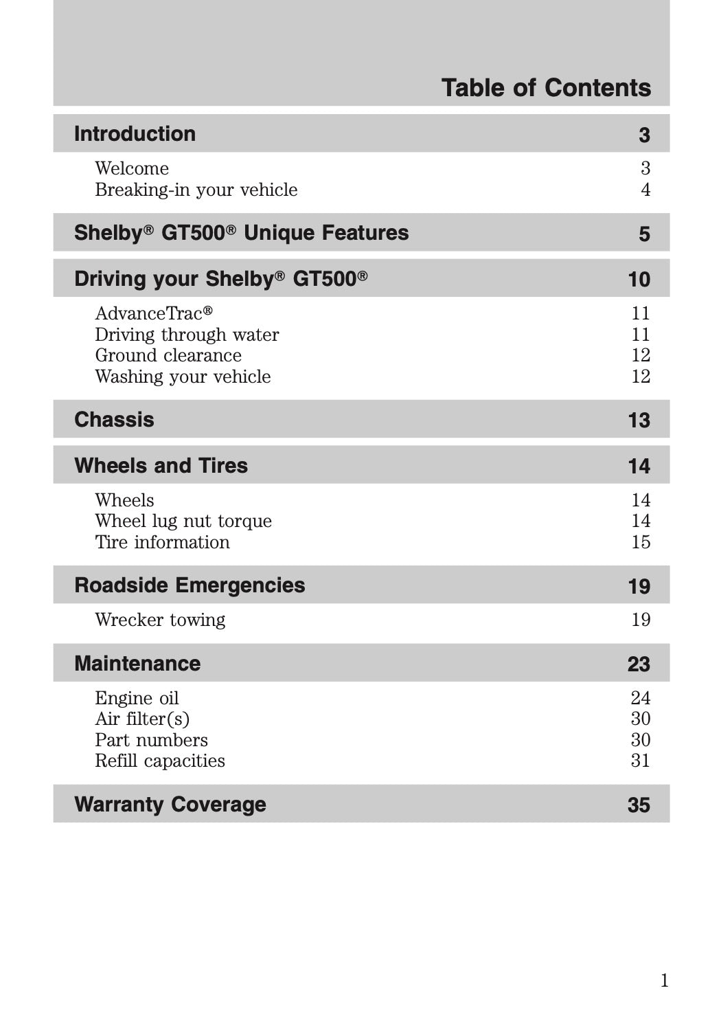 2012 Ford Shelby GT500 Supplement Manual | English