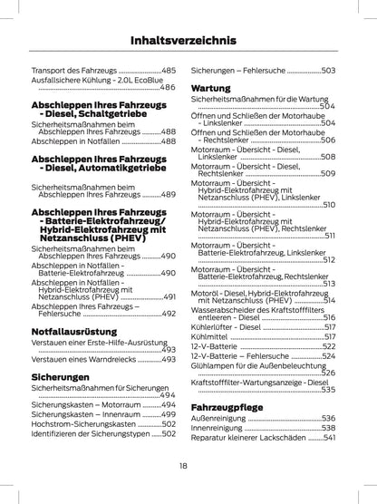 2024 Ford Tourneo Custom/Transit Custom Bedienungsanleitung | Deutsch