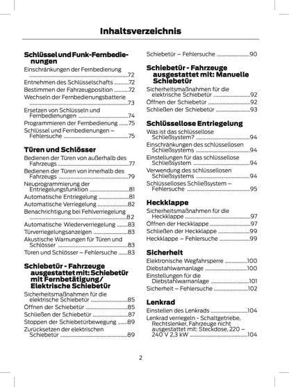 2024 Ford Tourneo Custom/Transit Custom Bedienungsanleitung | Deutsch