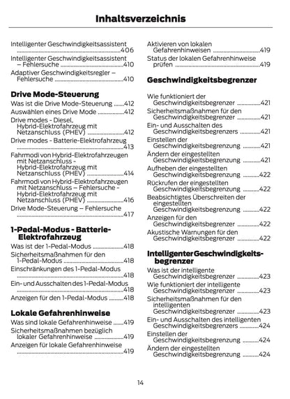 2024-2025 Ford Tourneo Custom/Transit Custom Bedienungsanleitung | Deutsch