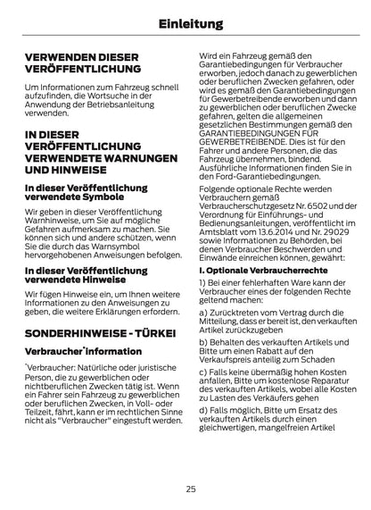 2024-2025 Ford Tourneo Custom/Transit Custom Bedienungsanleitung | Deutsch