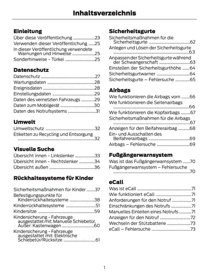 2024-2025 Ford Tourneo Custom/Transit Custom Bedienungsanleitung | Deutsch