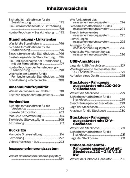 2024-2025 Ford Tourneo Custom/Transit Custom Bedienungsanleitung | Deutsch