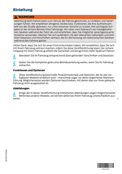 2025 Ford Tourneo Connect/Transit Connect PHEV Owner's Manual | German