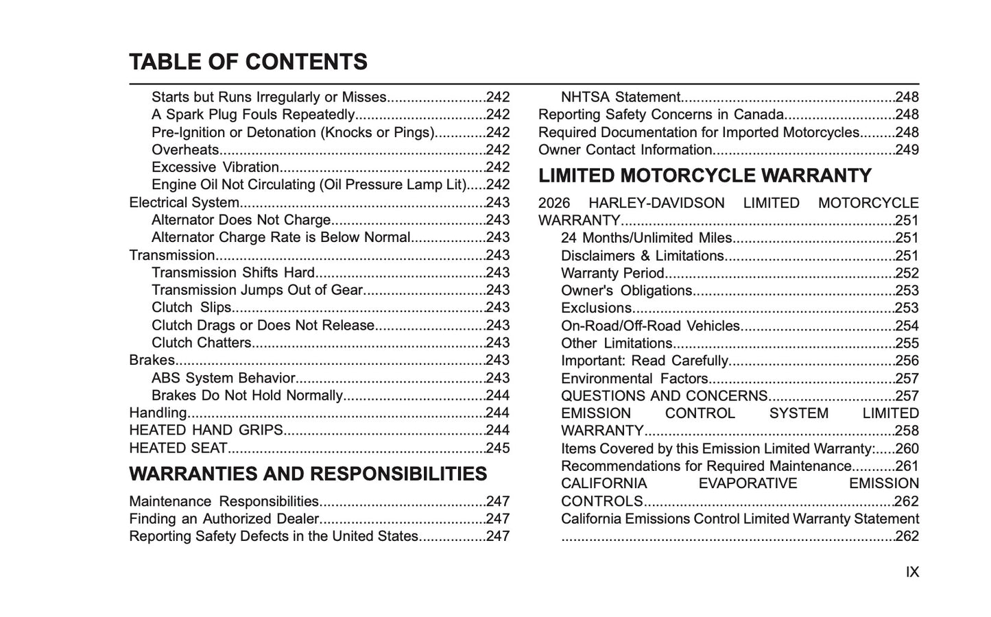 2026 Harley-Davidson Touring Owner's Manual | English US