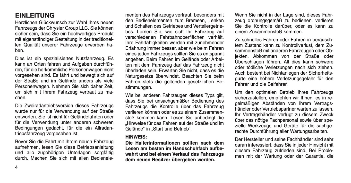 2015 Jeep Wrangler Owner's Manual | German