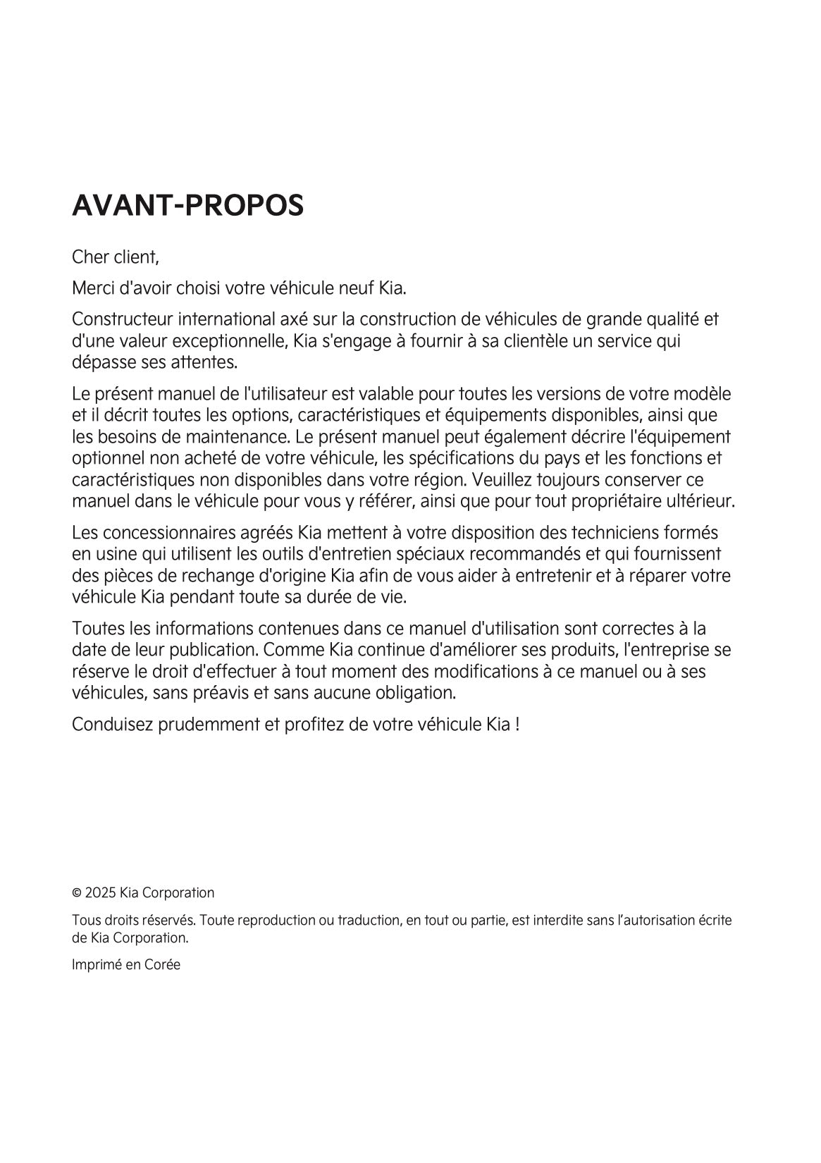 2025-2026 Kia Sportage Manuel du propriétaire | Français