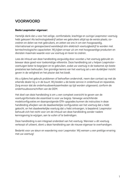 2025-2026 Leapmotor B10 Gebruikershandleiding | Nederlands