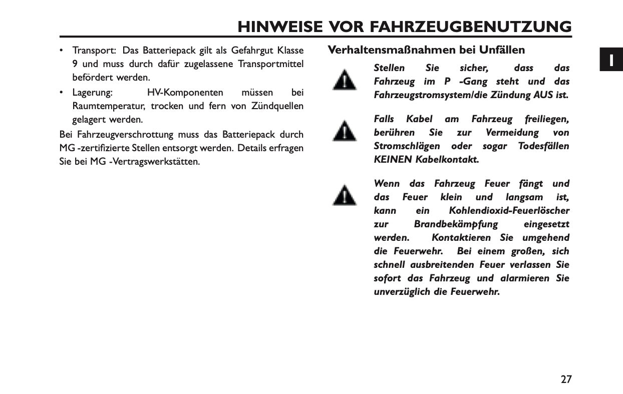 2025 MG MG3 Owner's Manual | German