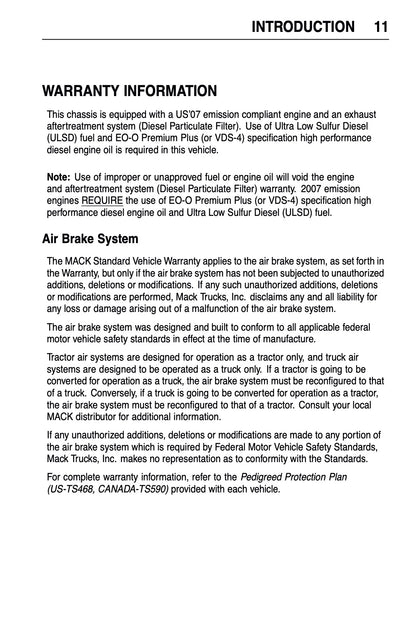 2009 Mack Granite Series Owner's Manual | English