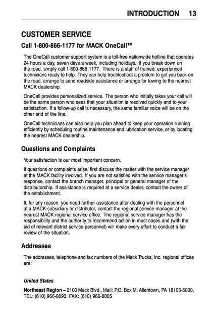 2009 Mack Granite Series Owner's Manual | English