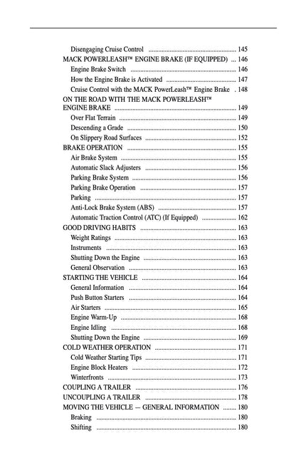 2009 Mack Granite Series Owner's Manual | English