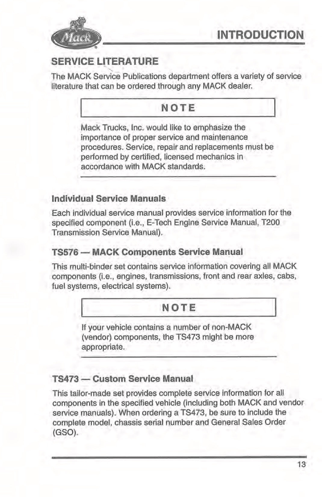 2000 Mack MR Series Owner's Manual | English