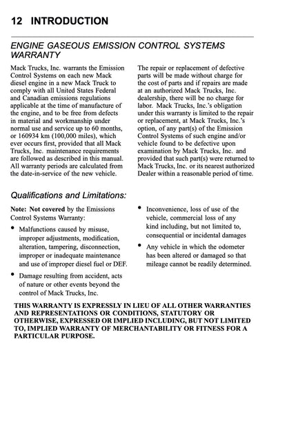 2010 Mack TD700 Series Owner's Manual | English