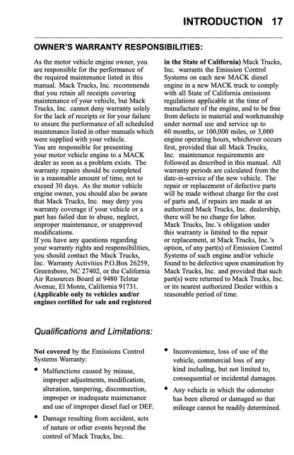 2010 Mack TD700 Series Owner's Manual | English