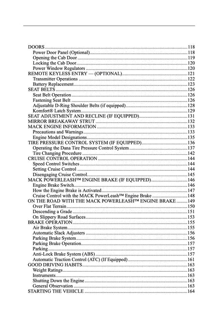 2010 Mack TD700 Series Owner's Manual | English