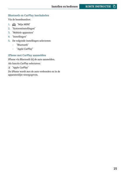 2022-2023 Mini Cabrio Owner's Manual | Dutch