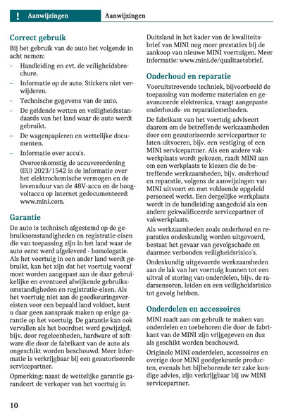 2025-2026 Mini Cooper Gebruikershandleiding | Nederlands