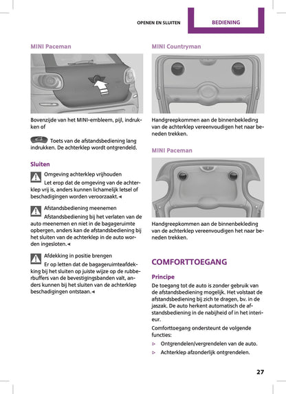 2015 Mini Countryman/Paceman Owner's Manual | Dutch