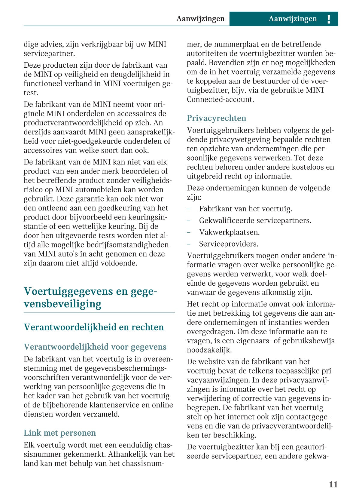 2025-2026 Mini Countryman Owner's Manual | Dutch